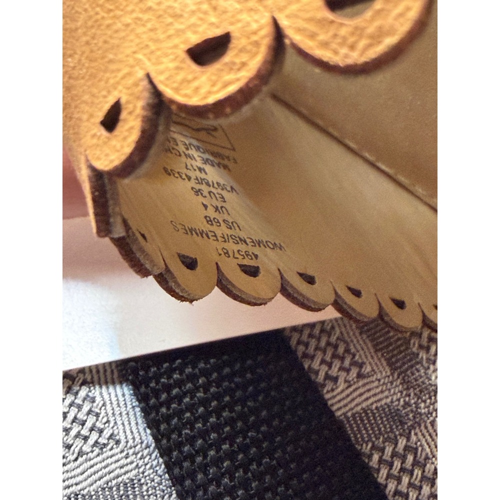 Lands End Womens Scalloped Cork Wedge Sandals Tan Brown Size 6B 495781 - Picture 3 of 6